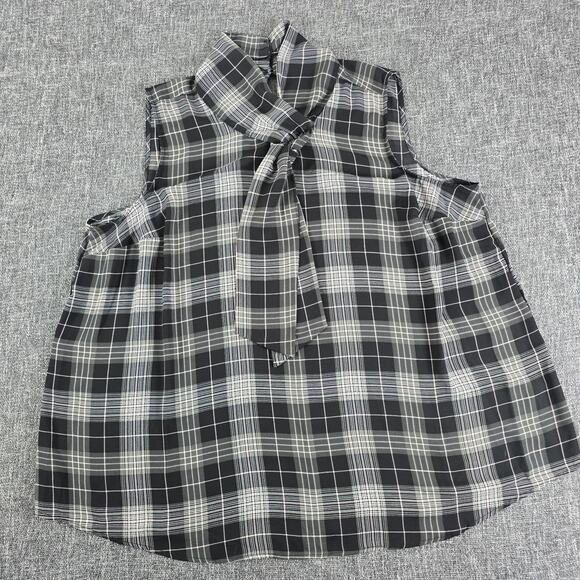 Torrid Women's Plus Size Georgette Tie Neck Sleeveless Plaid Blouse Size 1 - Picture 1 of 7